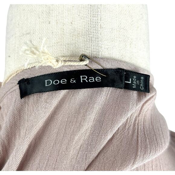 NEW Doe & Rae Light Blush Pink Gauzy Tiered Flared Sleeve Dress Size L - Picture 2 of 6